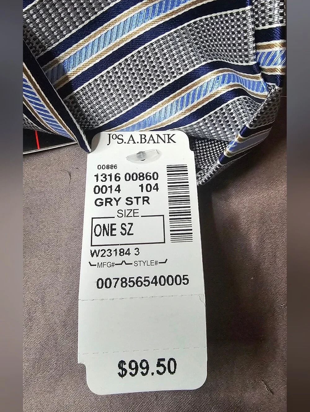 Jos. A. Bank Blue and Silver Diagonal Stripe Silk Tie NWT
